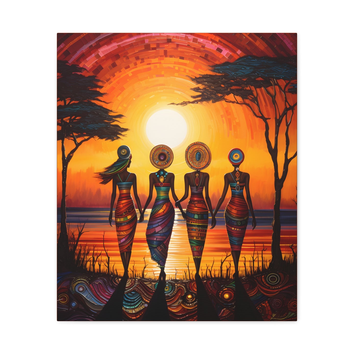 All Together Now Afrocentric Black Woman Abstract Art Canvas Wall Print