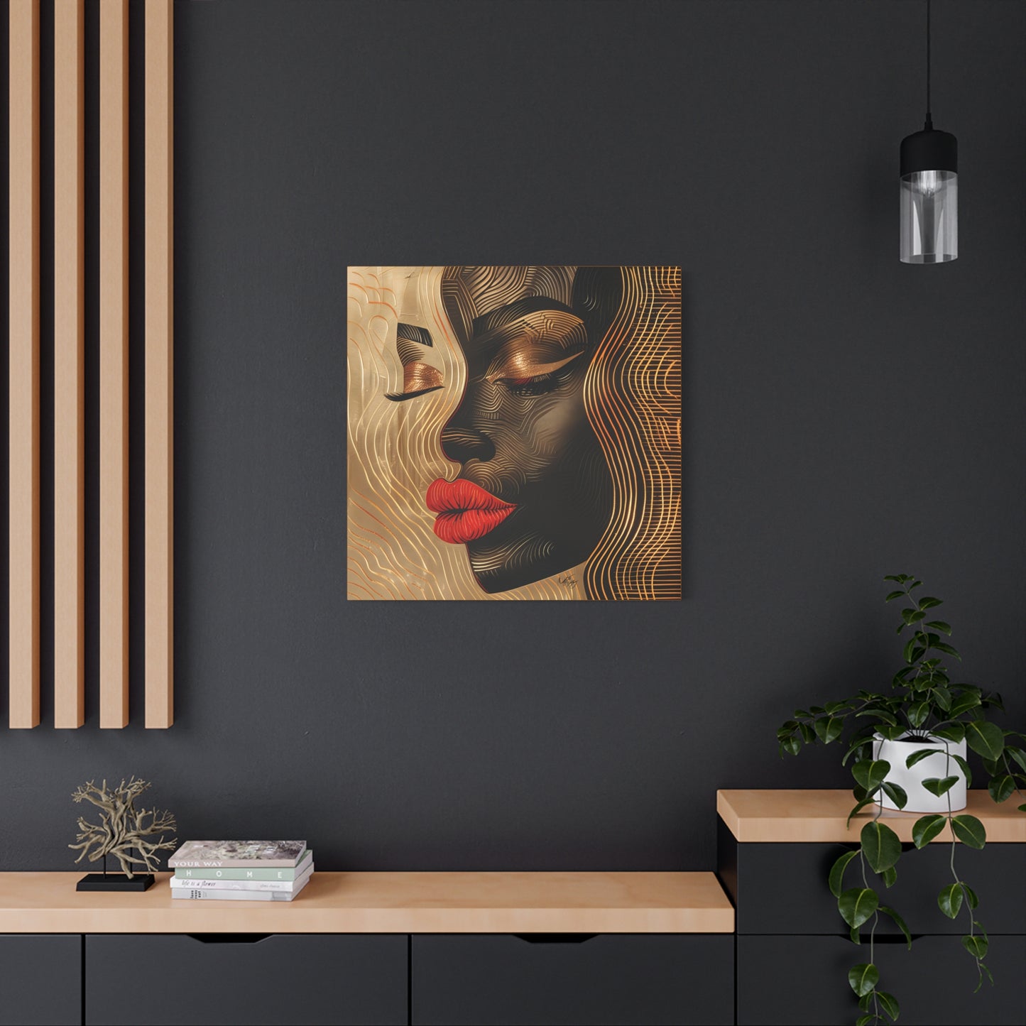 Enswirled Afrocentric Black Woman Abstract Art Canvas Wall Print