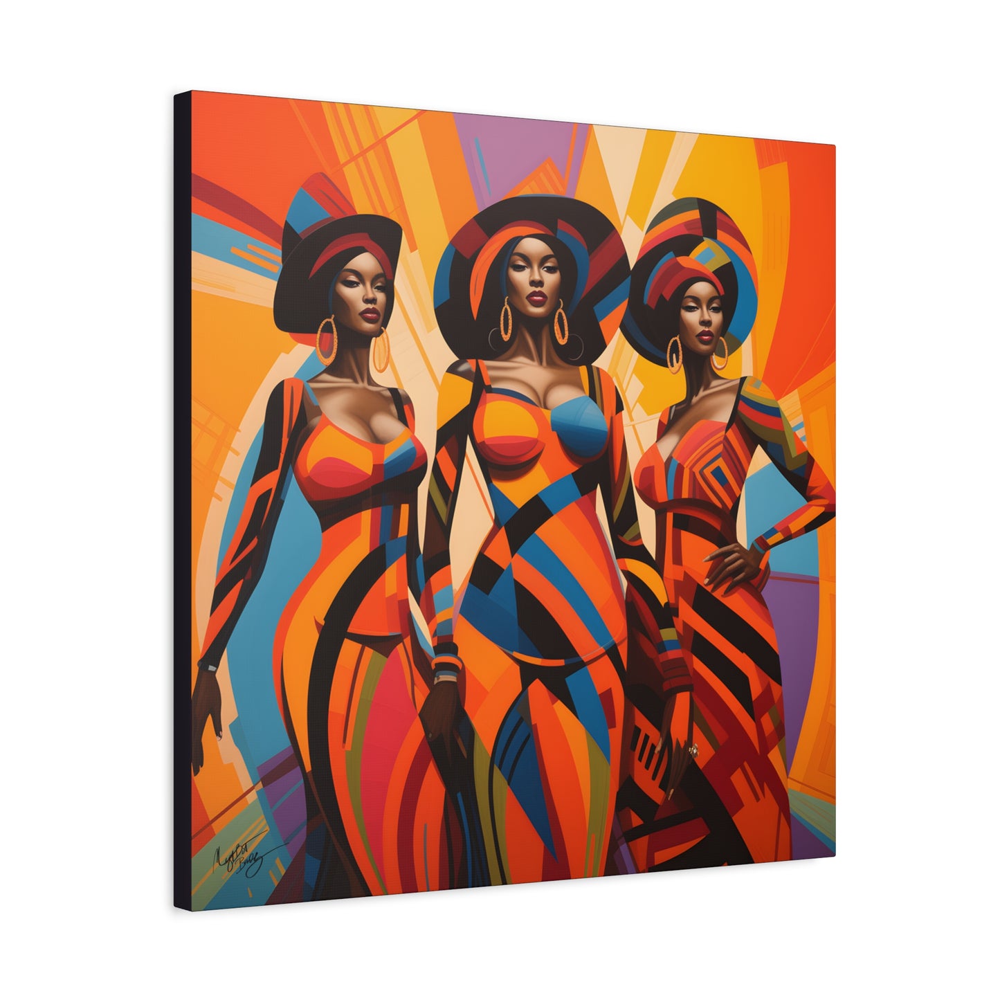 The Sisters Afrocentric Abstract Fantasy Black Woman Art Canvas Wall Print