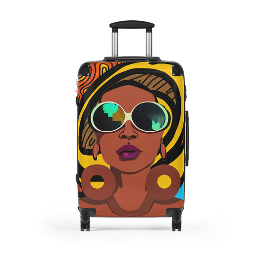 Vacation Vibes Black Woman Art Hardshell Hardside Lockable Spinner Suitcase - Xtreme Shopper