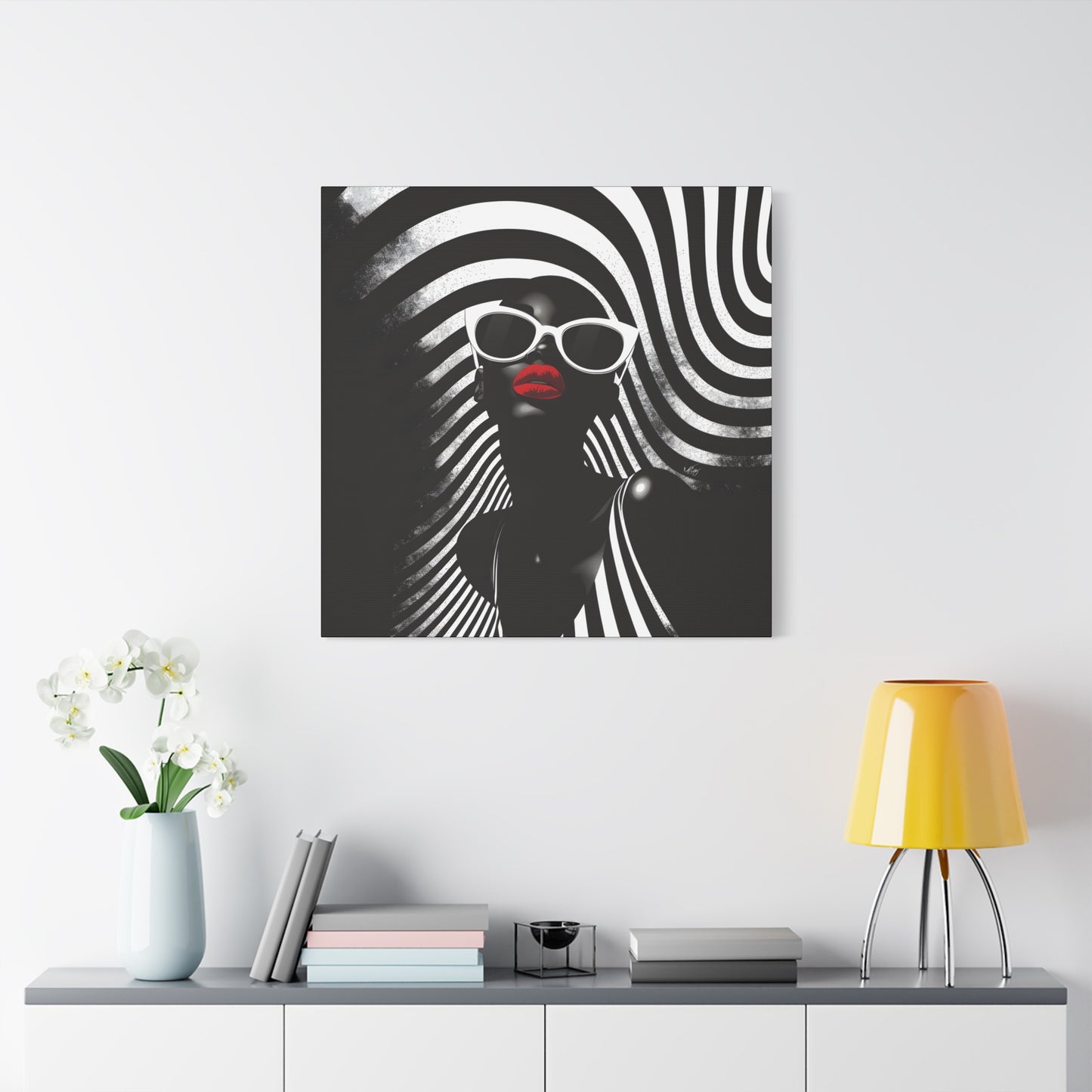 Beauty In Black And White Afrocentric Black Woman Art Canvas Wall Print