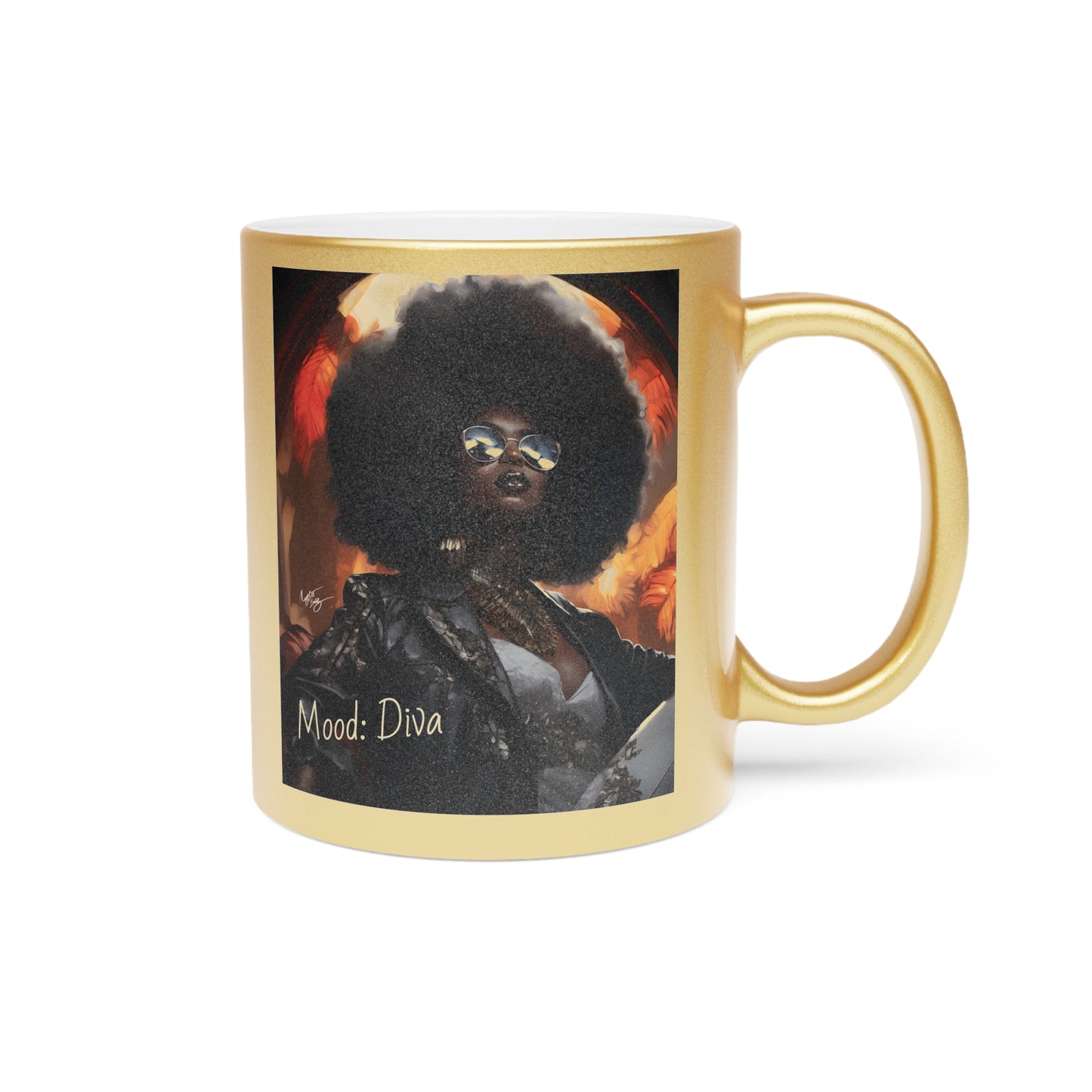 Diva Don’t Hurt ‘Em Afrocentric Black Woman Art Gold Metallic Coffee Mug