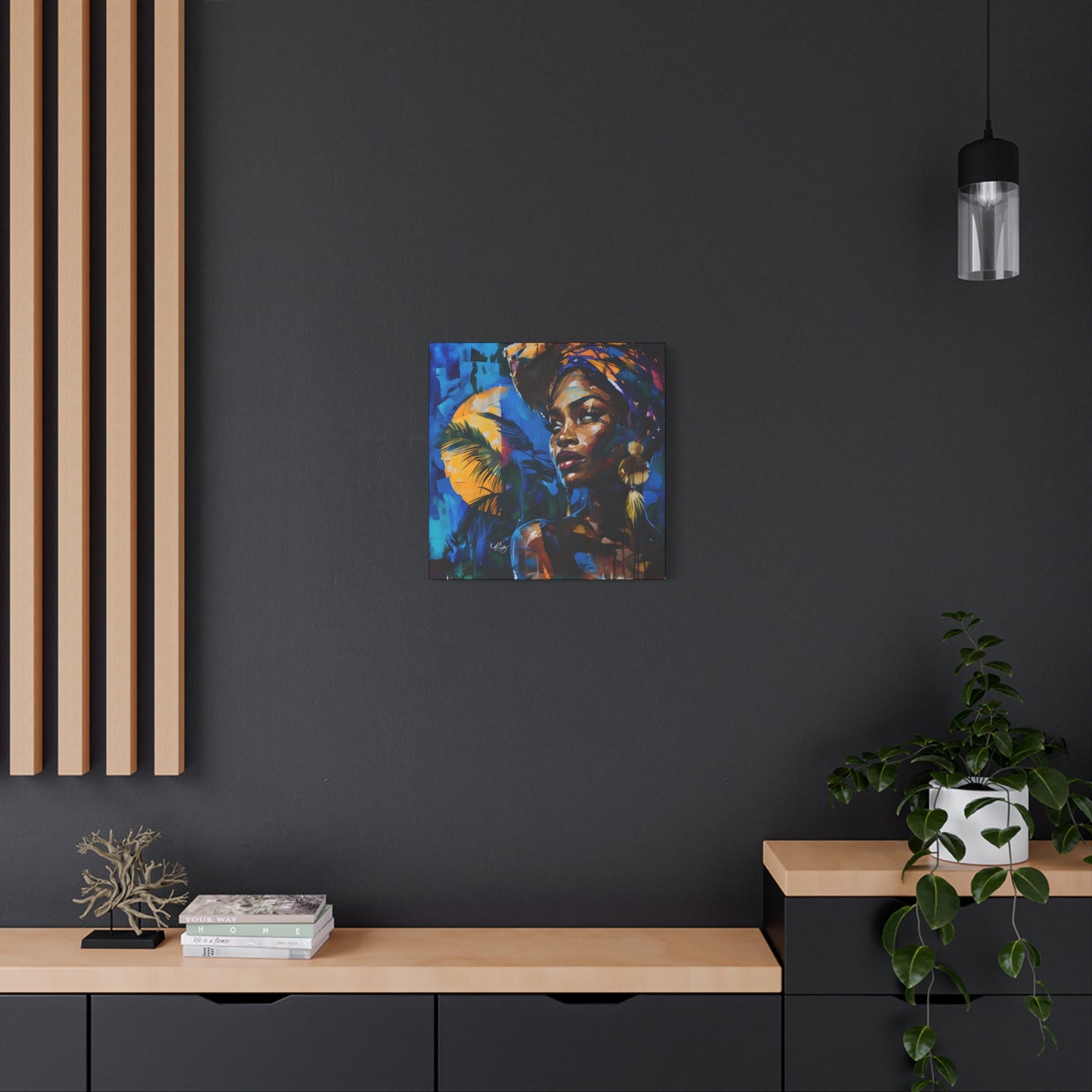 Vacation Vibes Afrocentric Black Woman Abstract Art Canvas Wall Print