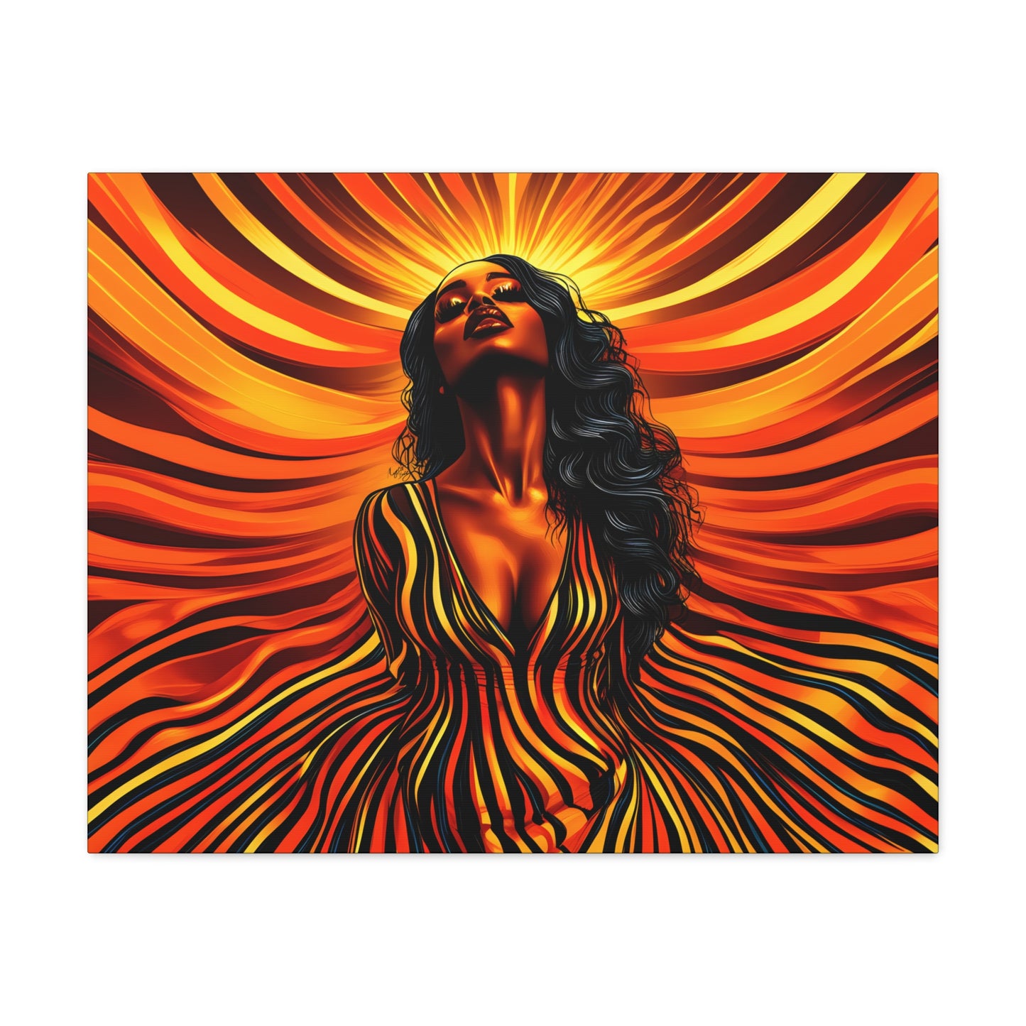 Autumn Rises Black Woman Art Canvas Wall Print