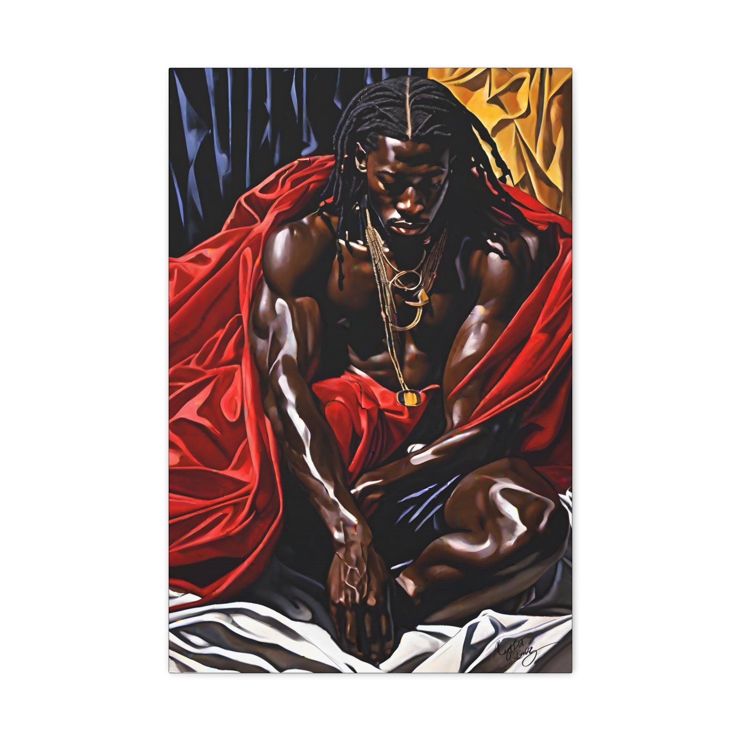 Thoughts And Desires Afrocentric Black Artwork Canvas Wall Print