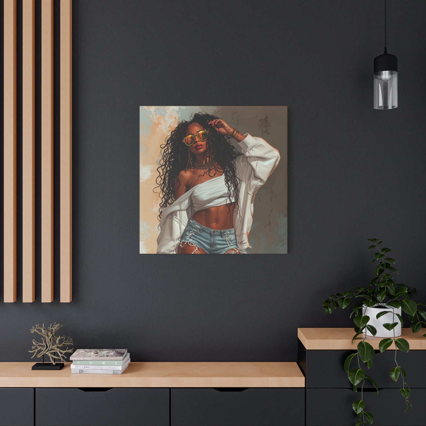 Never Let Them See You Sweat Afrocentric Black Woman Art Canvas Wall Print