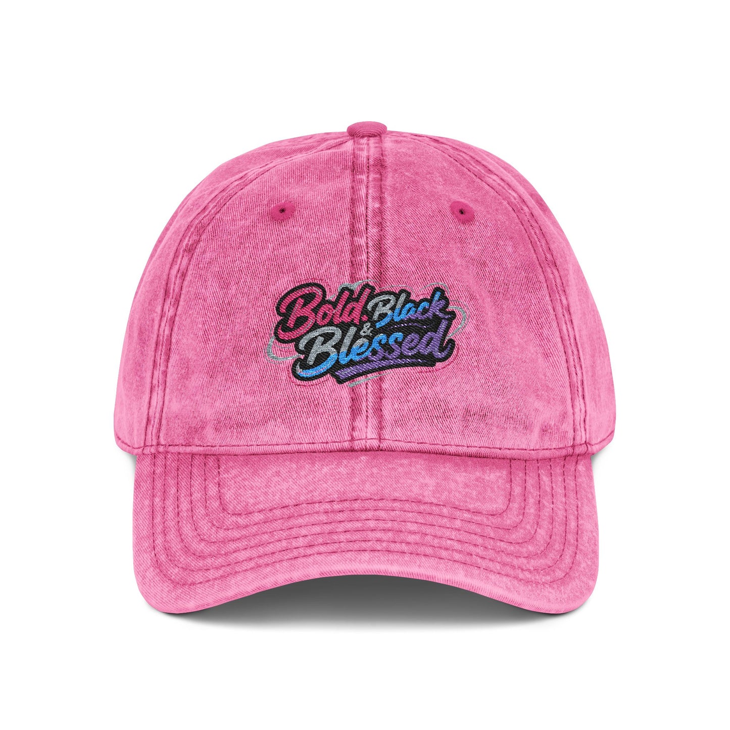 Bold Black and Blessed Spiritual Statement Vintage Distressed Embroidered Hat