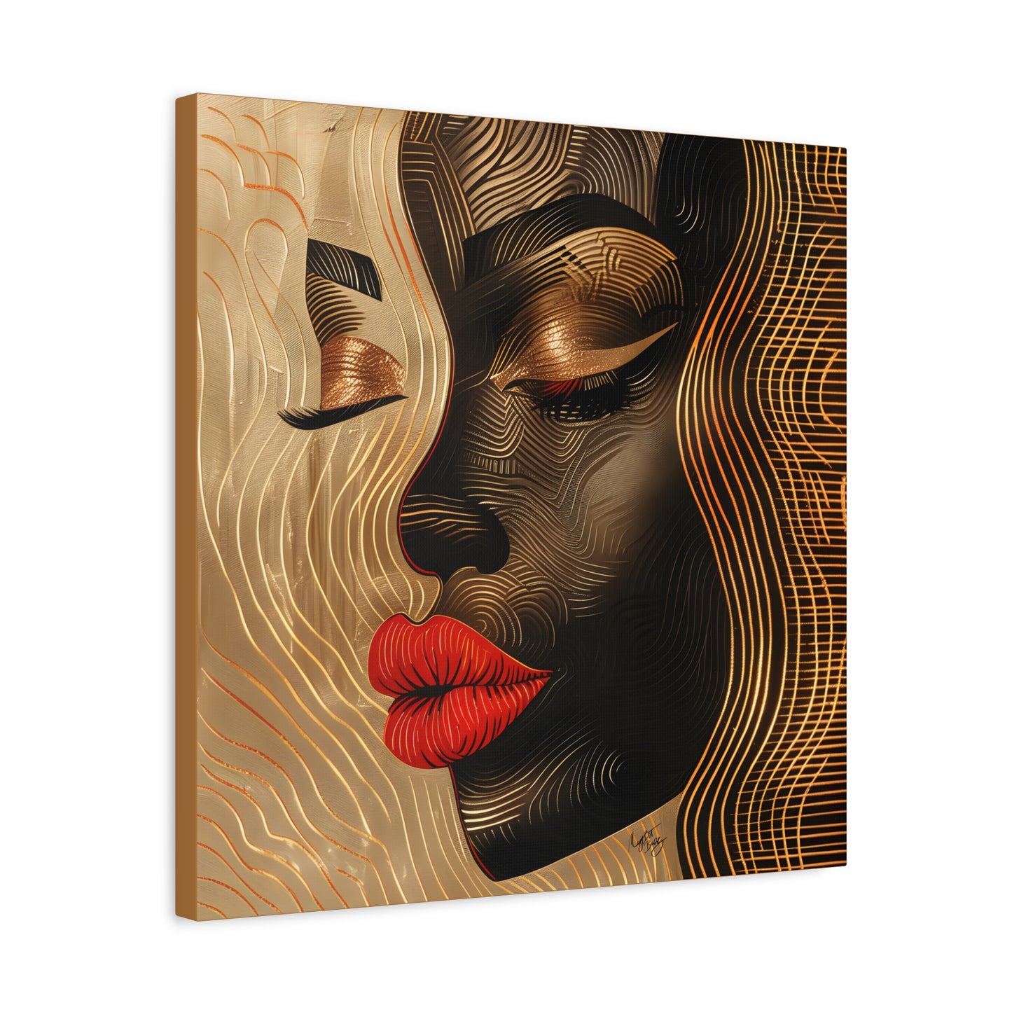 Enswirled Afrocentric Black Woman Abstract Art Canvas Wall Print