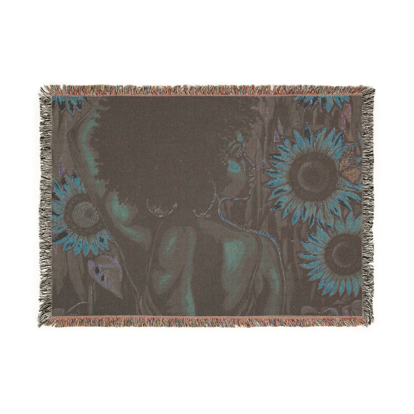 In The Garden Abstract Black Woman Afrocentric Art Woven Throw Blanket - Xtreme Shopper