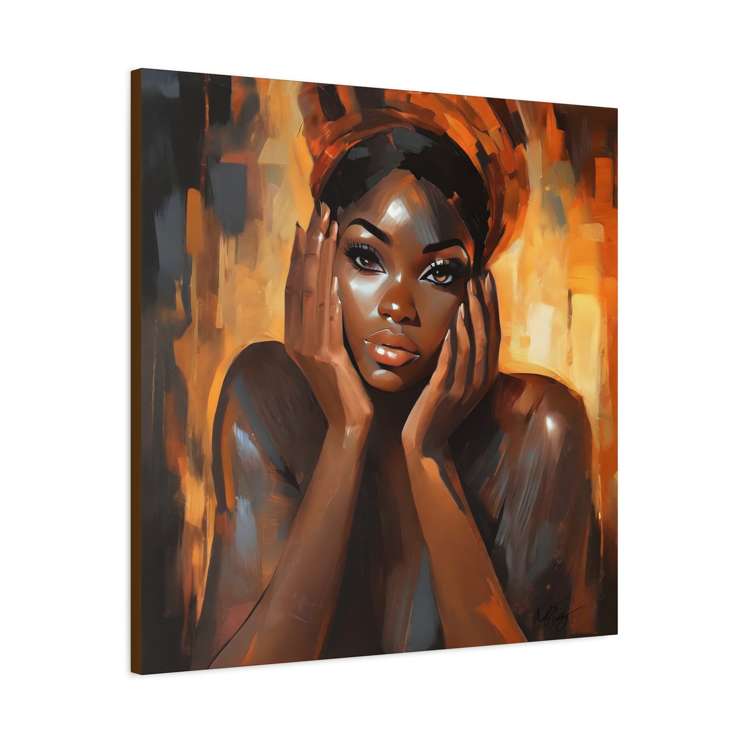 Hello Afrocentric Black Woman Art Canvas Wall Print