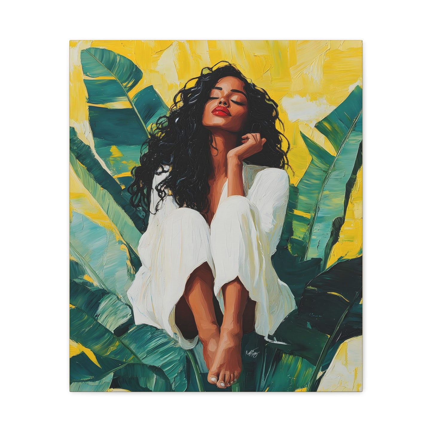 It's A Beautiful Day Afrocentric Black Woman Abstract Art Canvas Wall Print