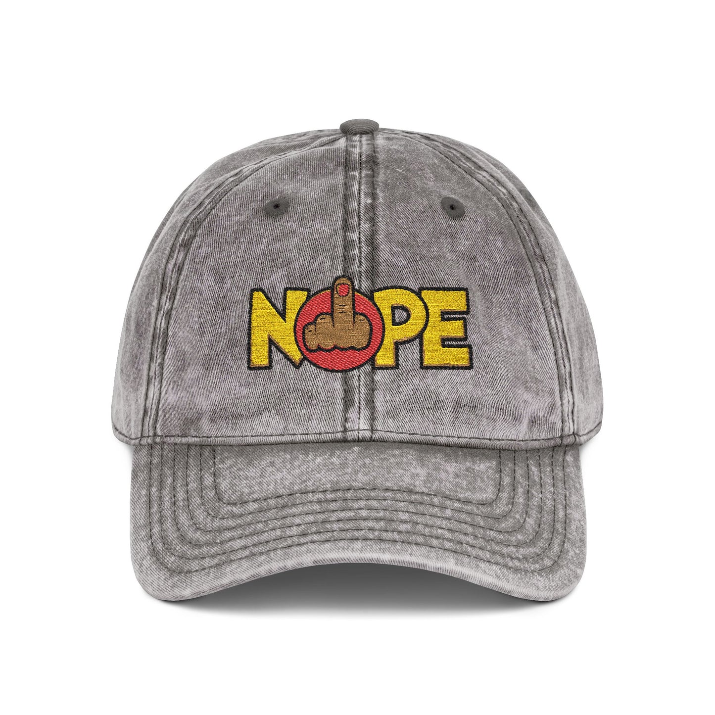 Nope Not Today Statement Vintage Distressed Embroidered Hat