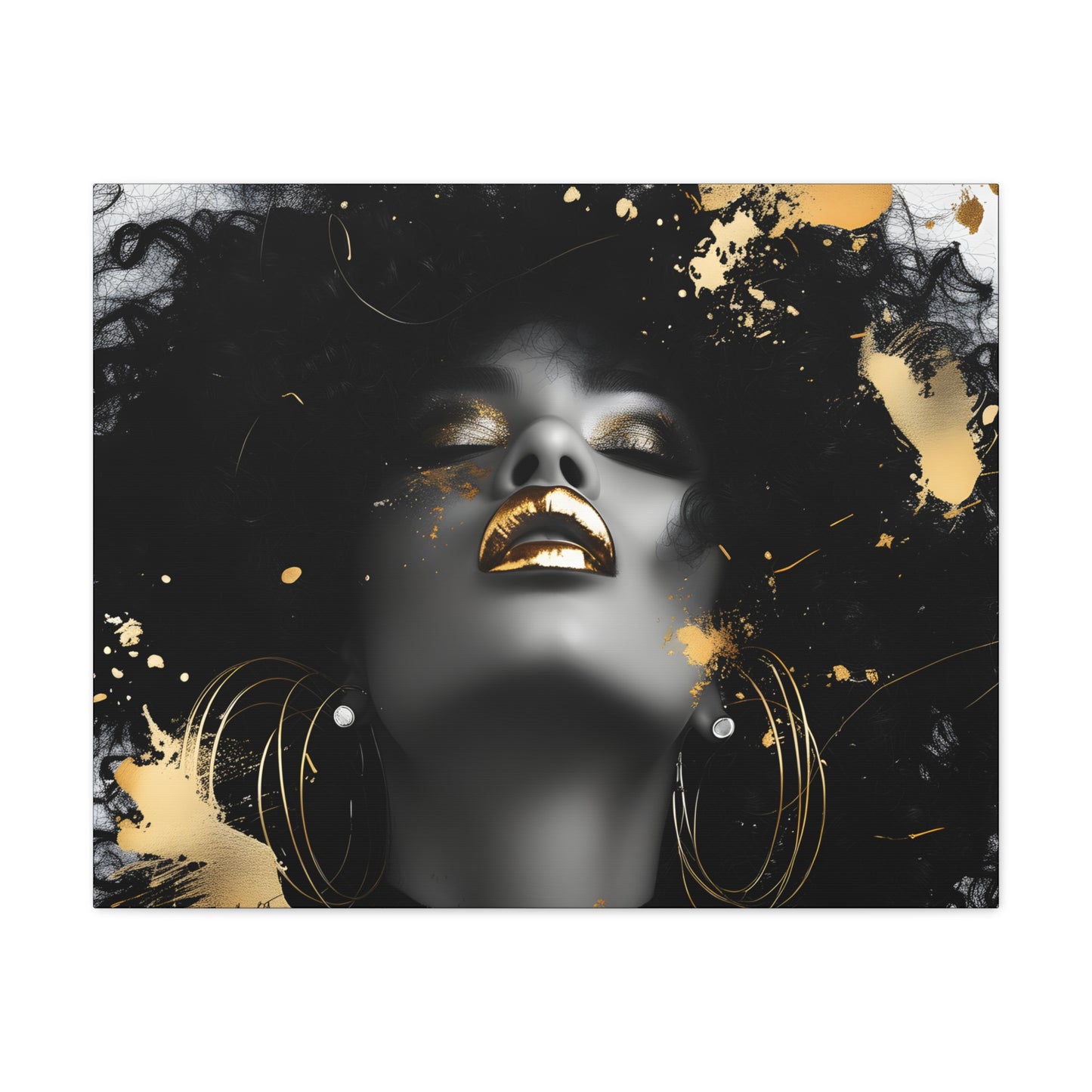 Gold Is My Passion Afrocentric Black Woman Abstract Art Canvas Wall Print