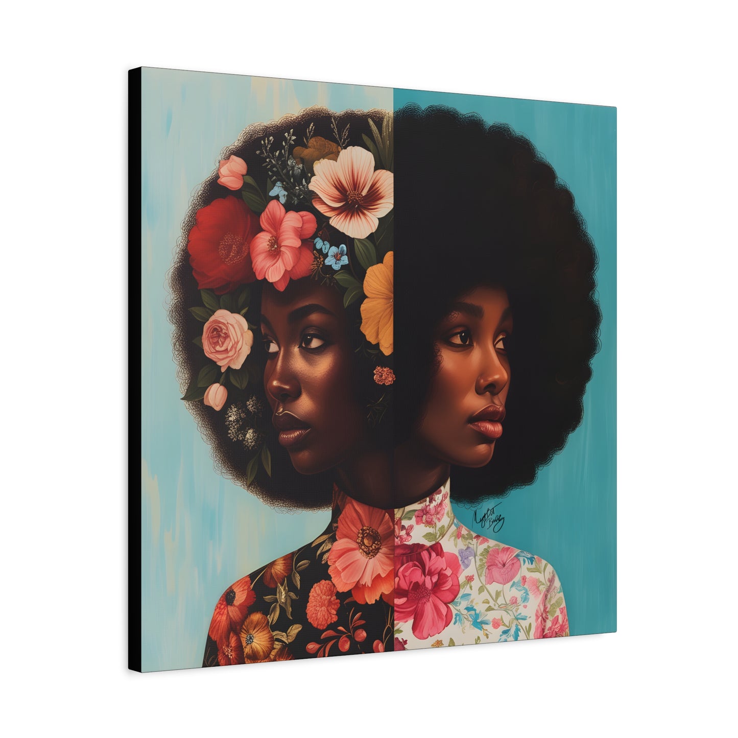 Duality Afrocentric Black Woman Art Canvas Wall Print