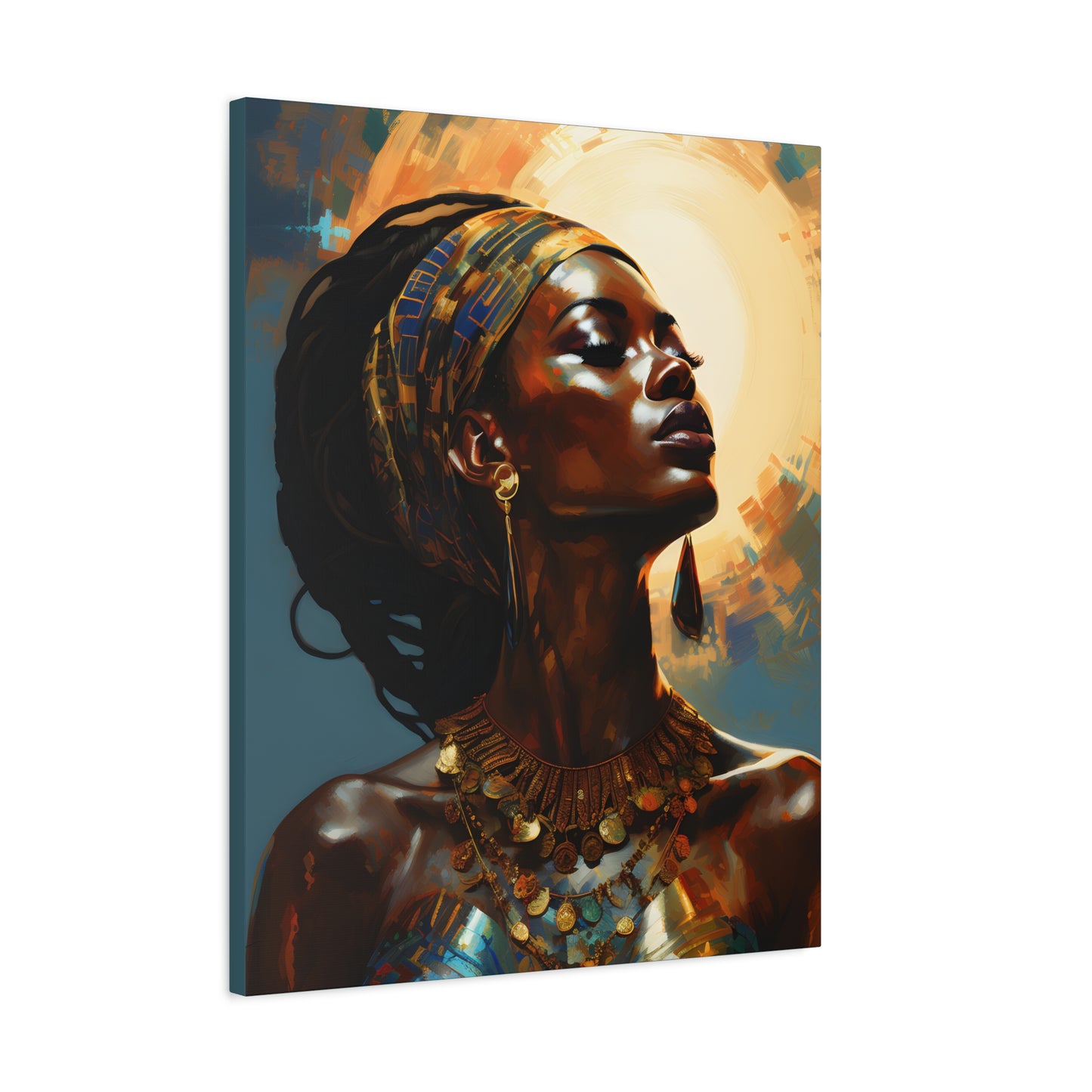 Worship The Sun Afrocentric Black Woman Art Canvas Wall Print