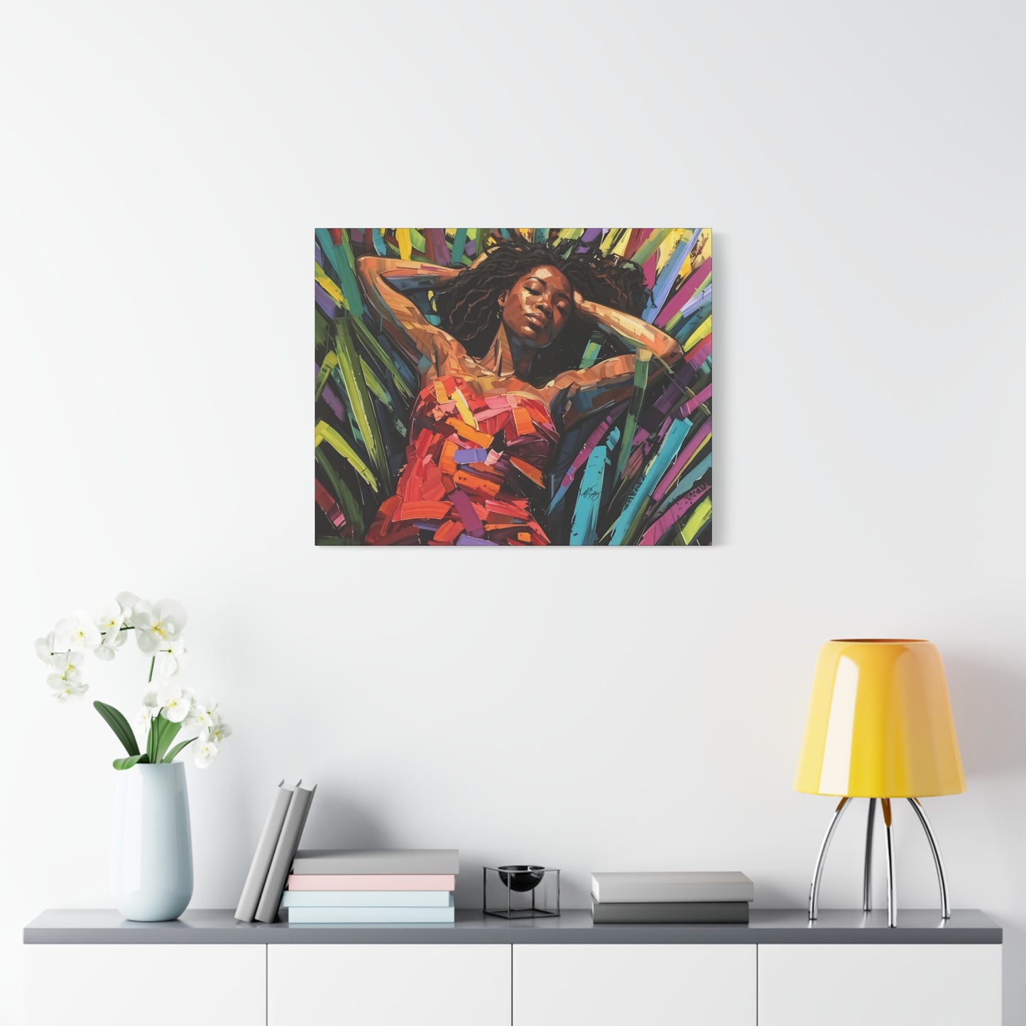 Be At Peace Black Woman Abstract Art Canvas Wall Print