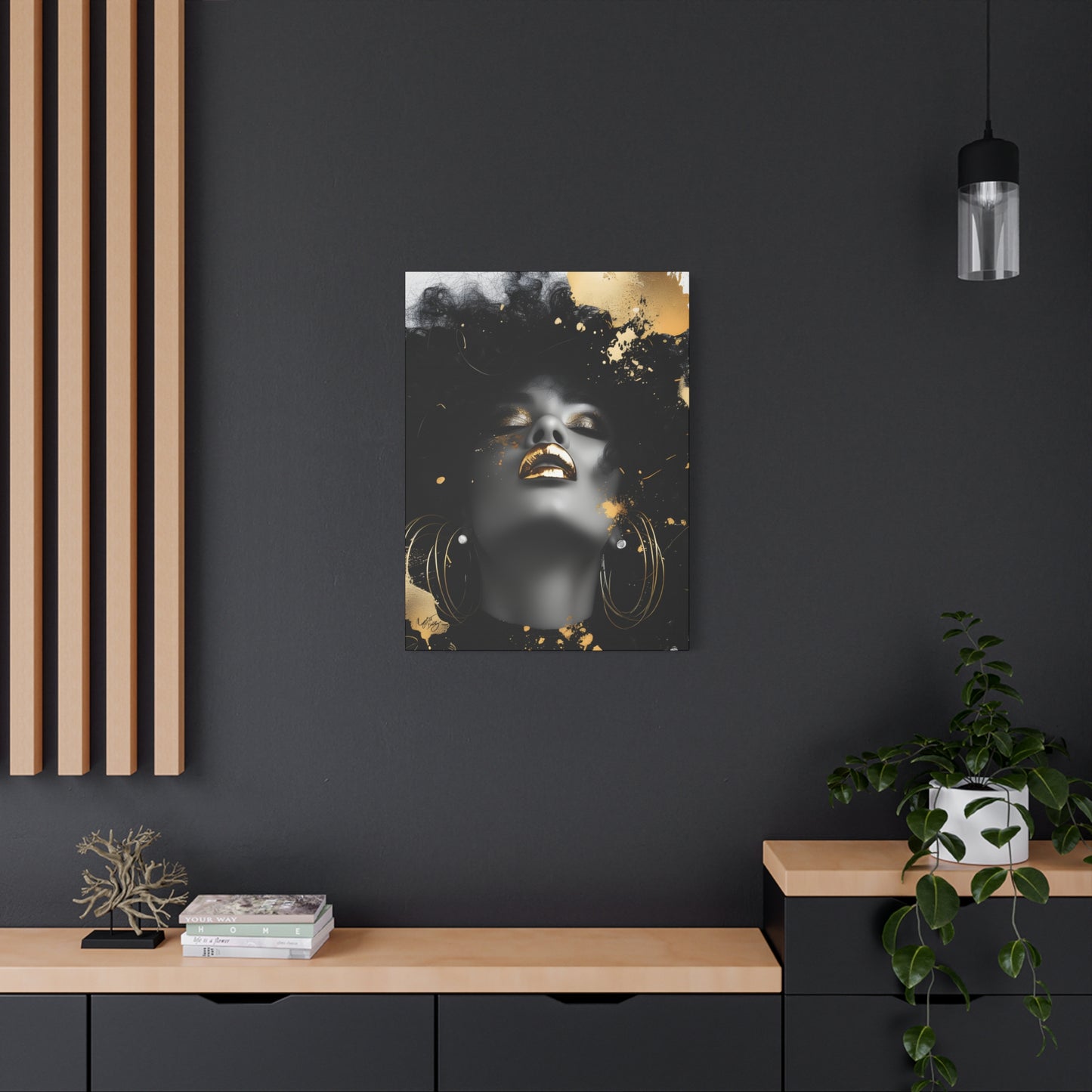 Gold Is My Passion Afrocentric Black Woman Abstract Art Canvas Wall Print