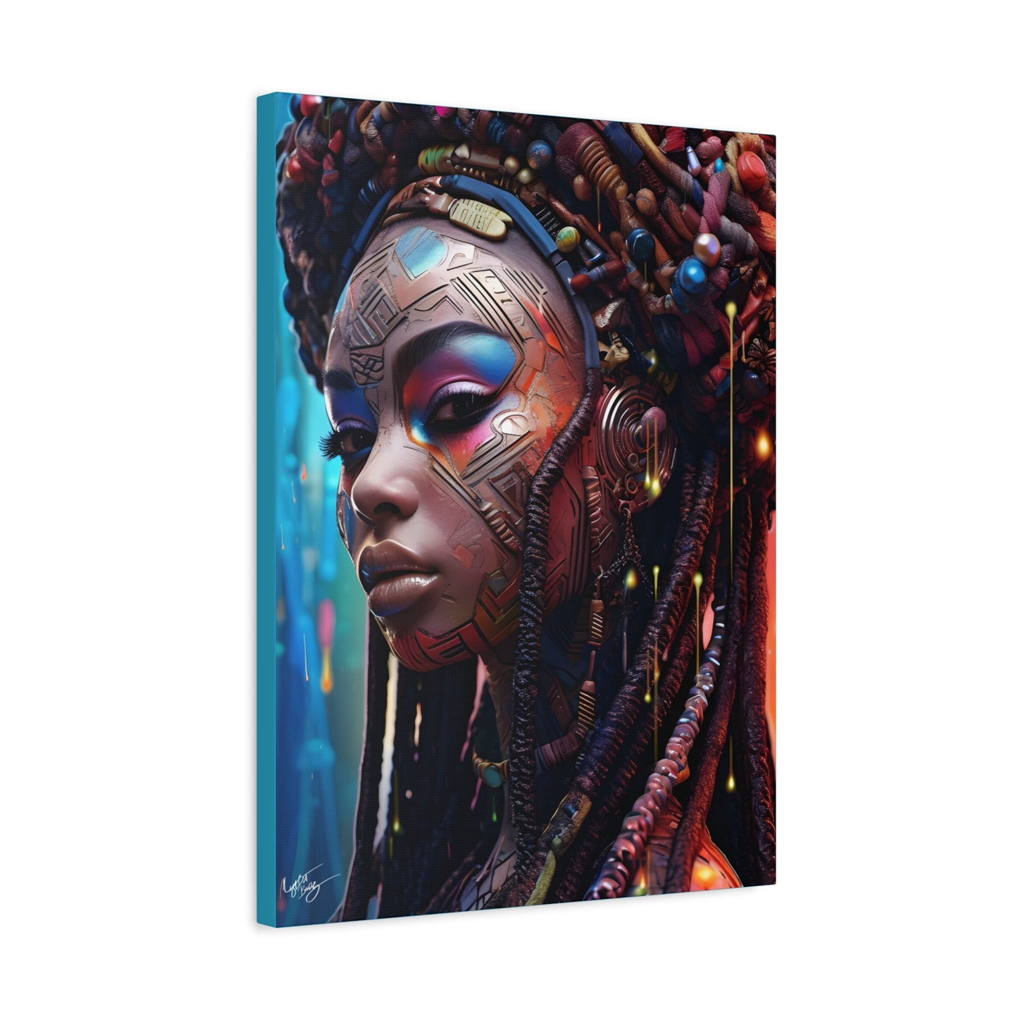 Princess Of The Past and Future Afrocentric Afrofuturism Abstract Black Artwork Canvas Wall Print