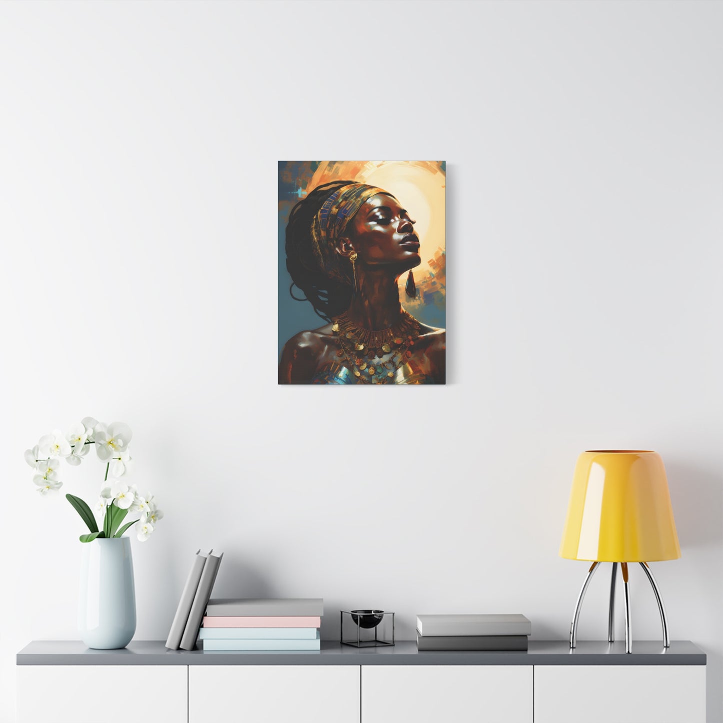 Worship The Sun Afrocentric Black Woman Art Canvas Wall Print