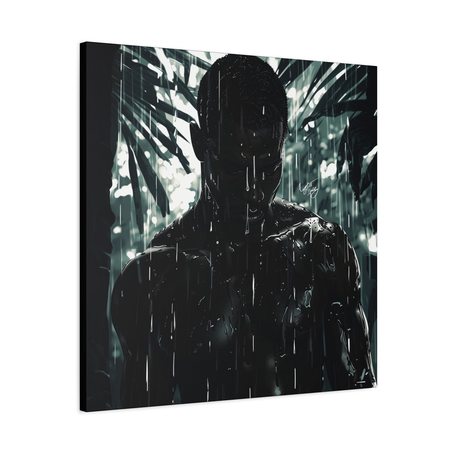 Rainy Days Aren't That Bad Afrocentric Black Man Art Canvas Wall Print