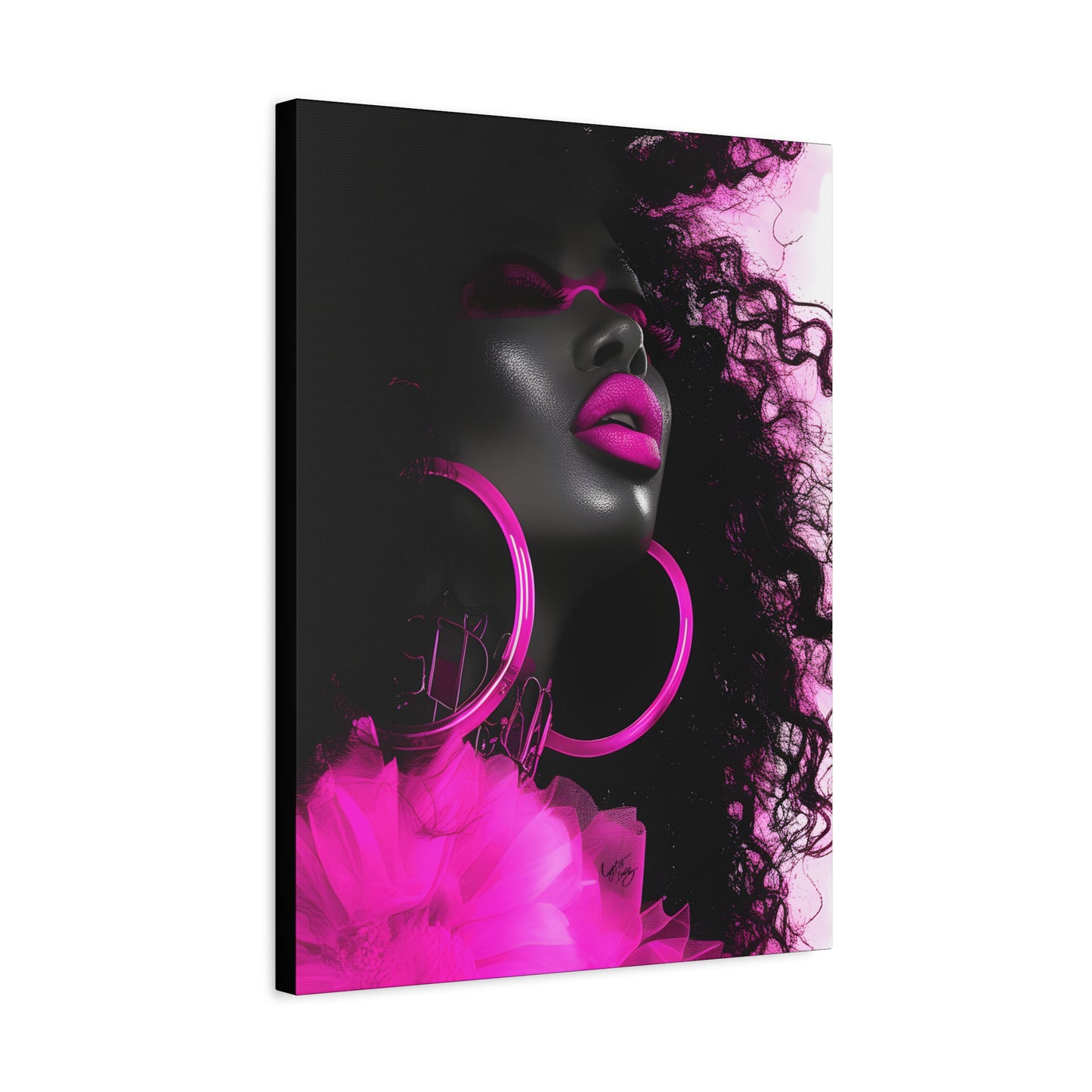 This Pink Is A Mood Afrocentric Black Woman Art Canvas Wall Print