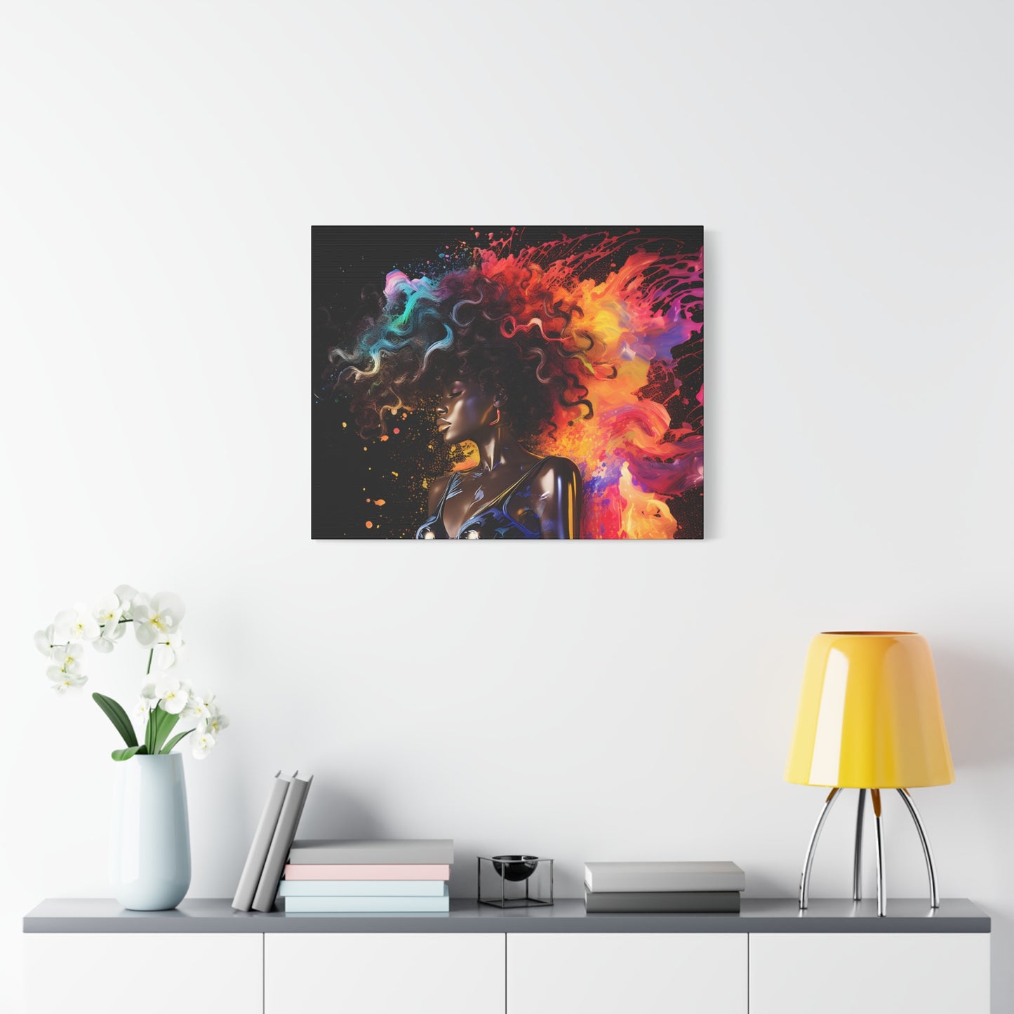Colors Of The Universe Afrocentric Black Woman Abstract Fantasy Art Canvas Wall Print