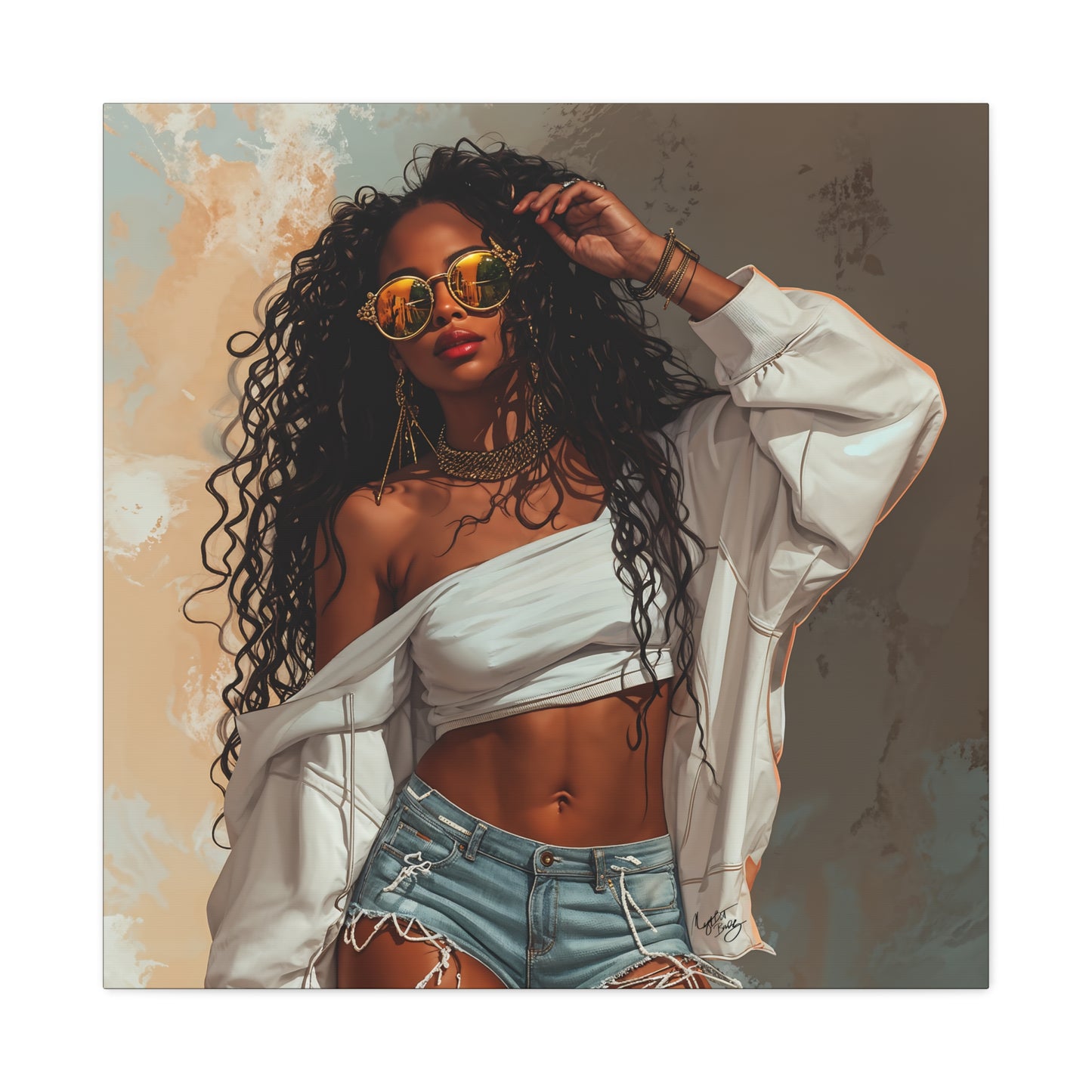 Never Let Them See You Sweat Afrocentric Black Woman Art Canvas Wall Print