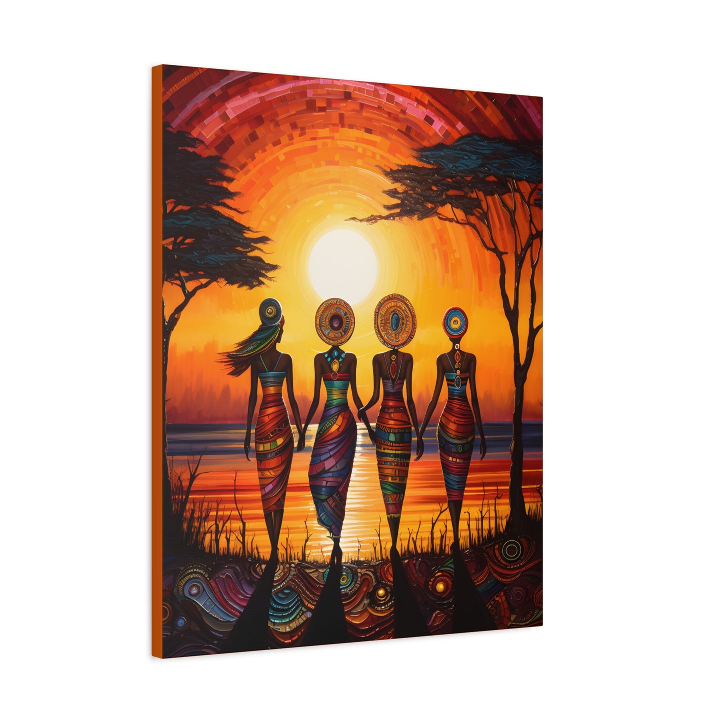 All Together Now Afrocentric Black Woman Abstract Art Canvas Wall Print