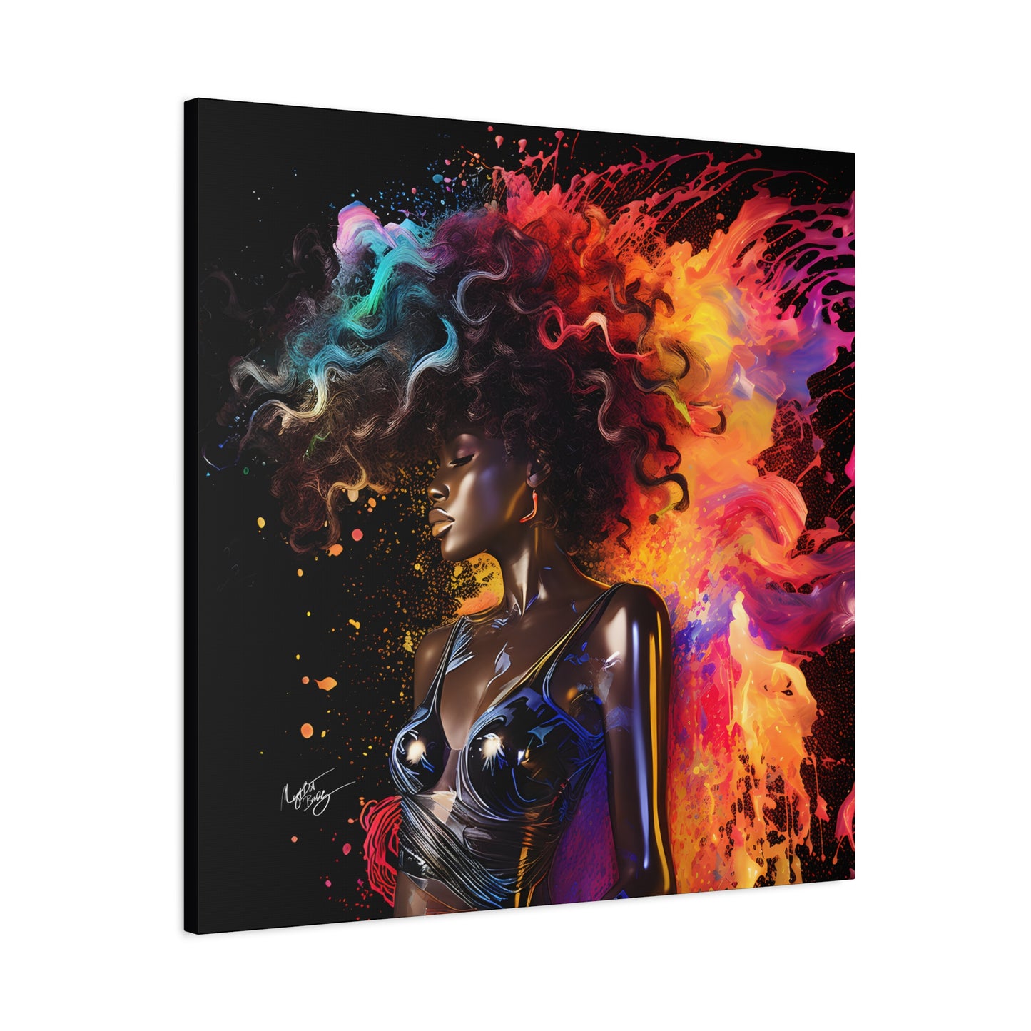 Colors Of The Universe Afrocentric Black Woman Abstract Fantasy Art Canvas Wall Print