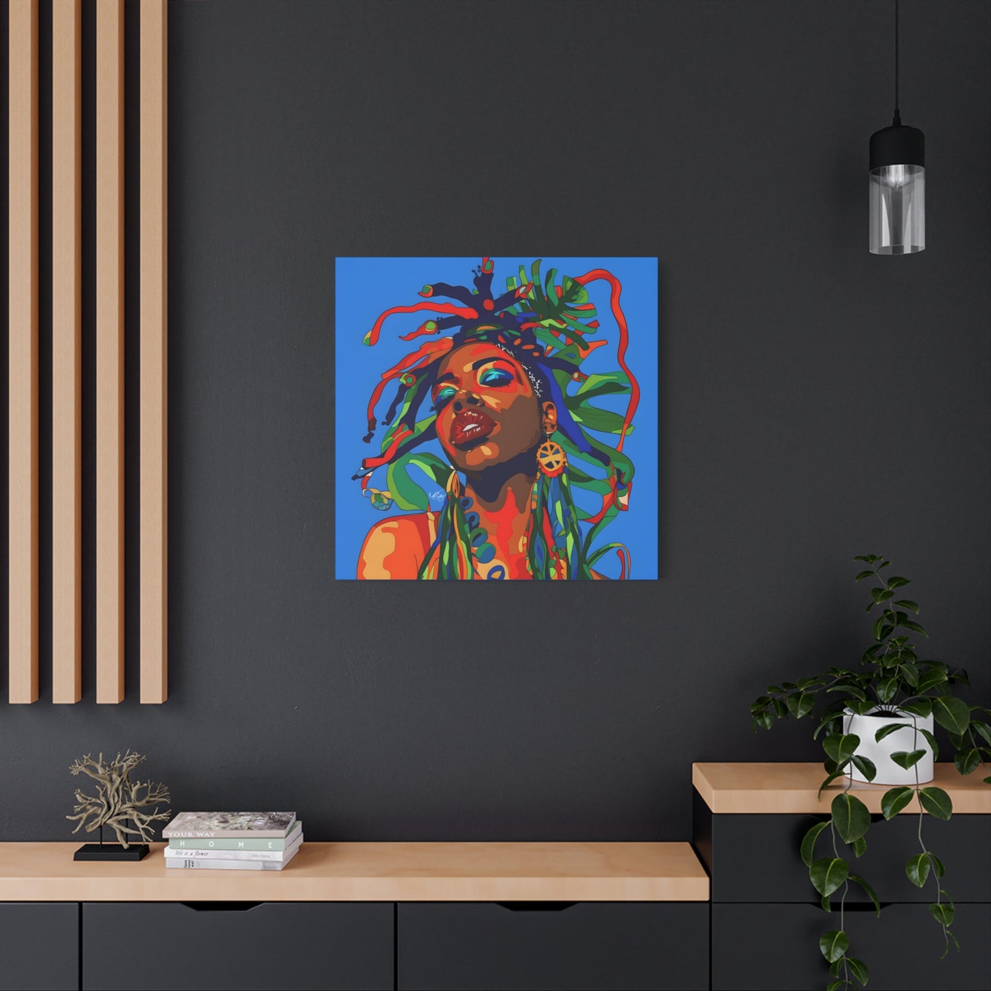 I'm Feeling It Afrocentric Black Woman Abstract Art Canvas Wall Print
