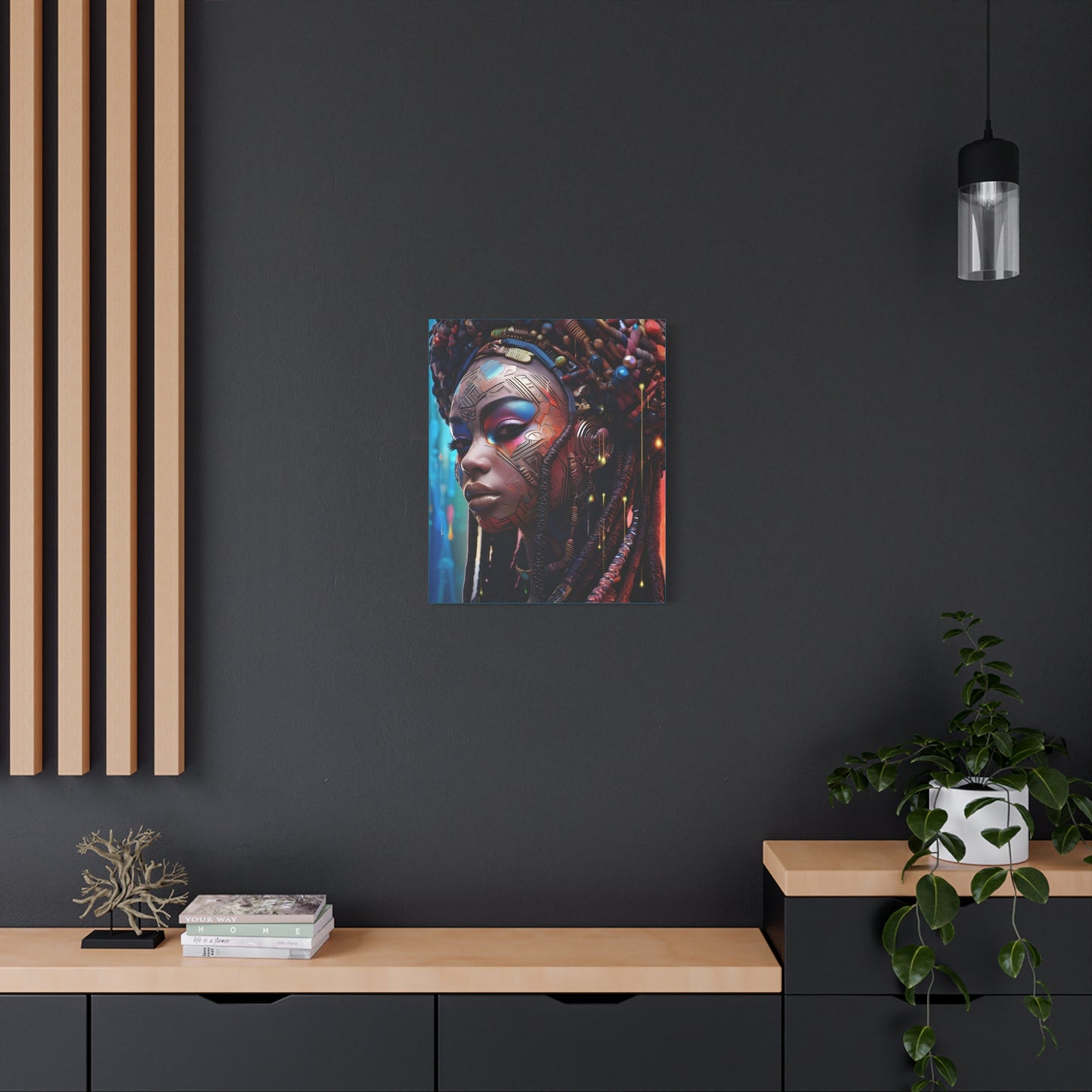 Princess Of The Past and Future Afrocentric Afrofuturism Abstract Black Artwork Canvas Wall Print