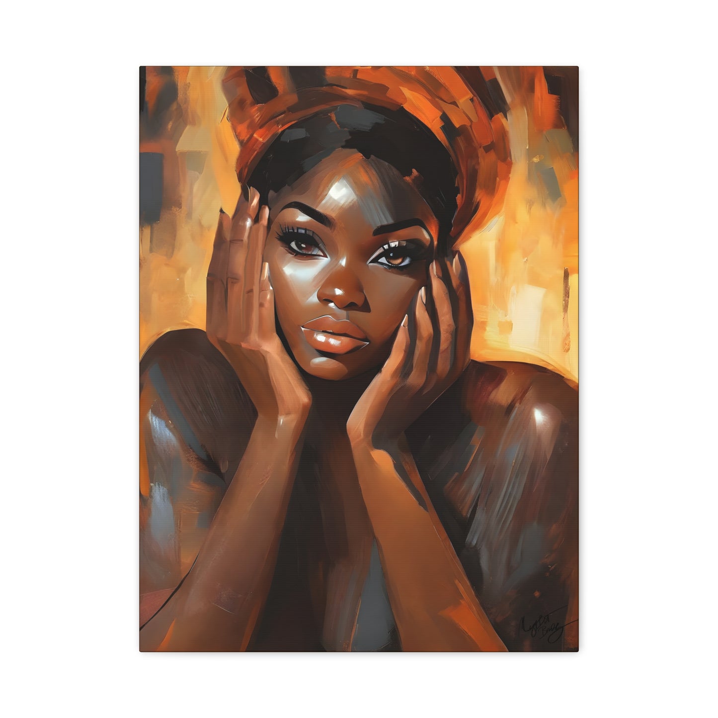 Hello Afrocentric Black Woman Art Canvas Wall Print