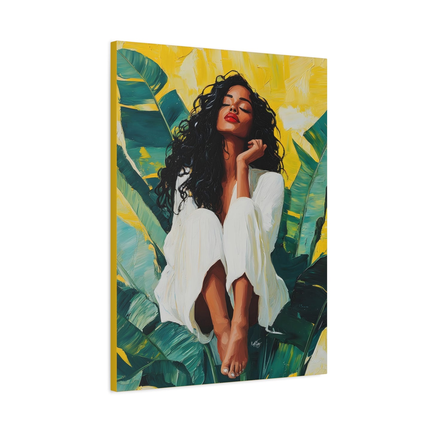 It's A Beautiful Day Afrocentric Black Woman Abstract Art Canvas Wall Print