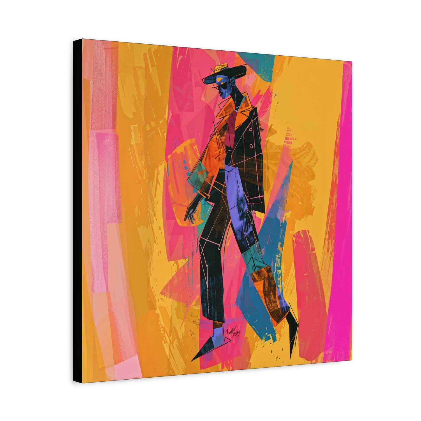 So Cool Afrocentric Black Man Abstract Art Canvas Wall Print