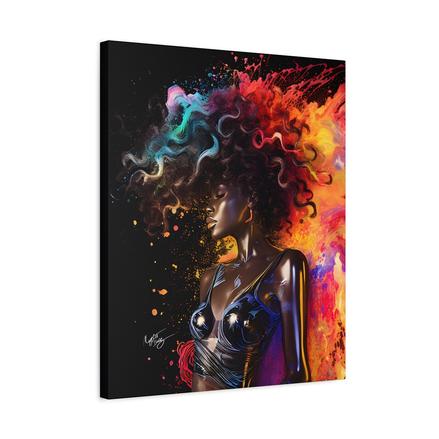 Colors Of The Universe Afrocentric Black Woman Abstract Fantasy Art Canvas Wall Print
