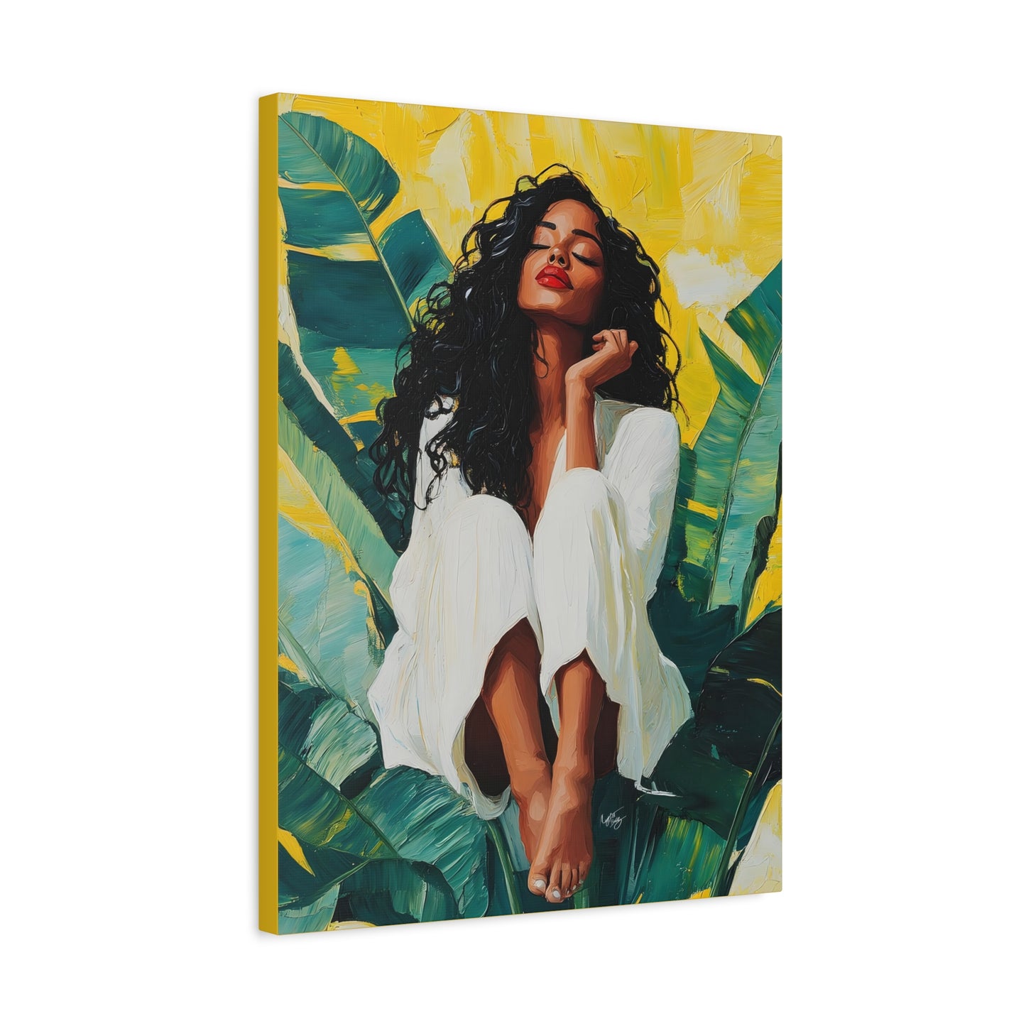 It's A Beautiful Day Afrocentric Black Woman Abstract Art Canvas Wall Print