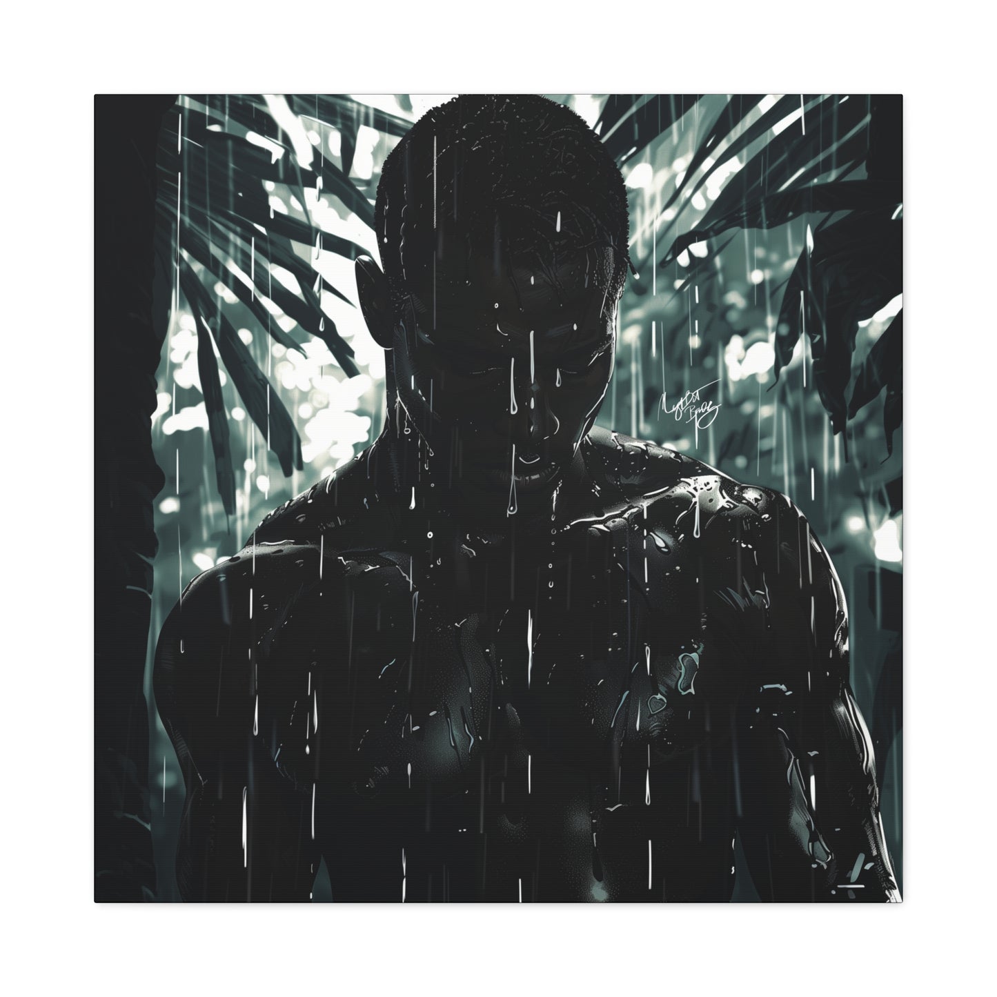 Rainy Days Aren't That Bad Afrocentric Black Man Art Canvas Wall Print