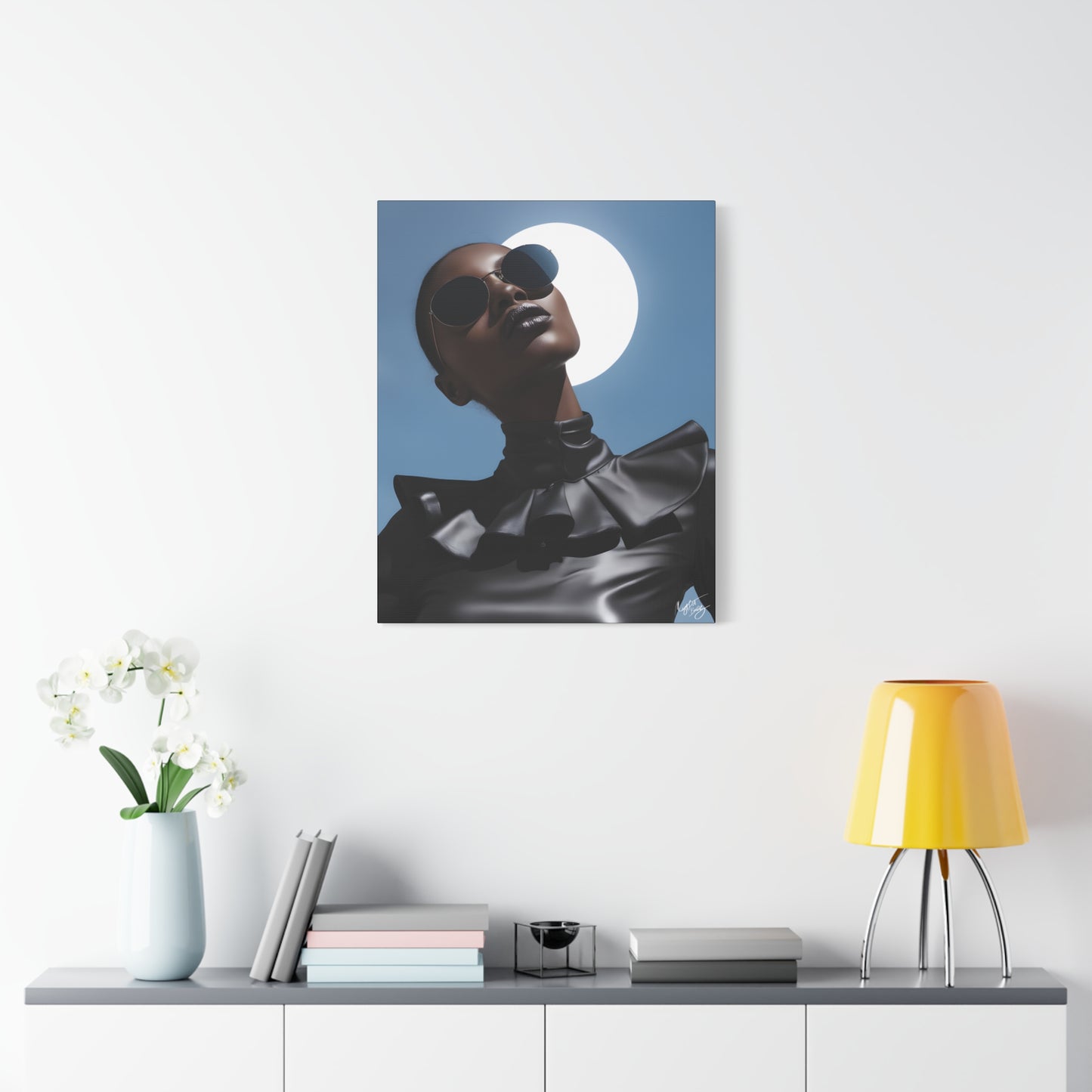Moonstruck Afrocentric Black Woman Abstract Art Canvas Wall Print