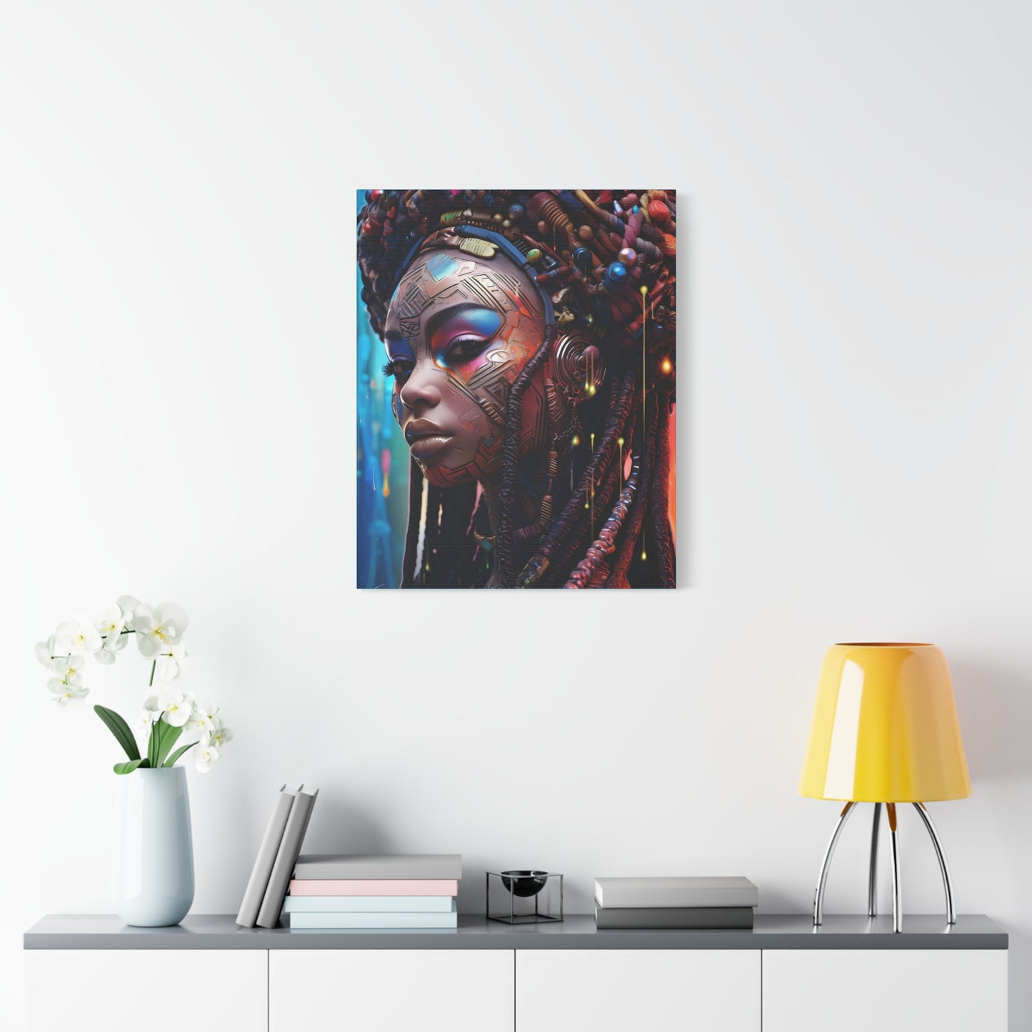 Princess Of The Past and Future Afrocentric Afrofuturism Abstract Black Artwork Canvas Wall Print