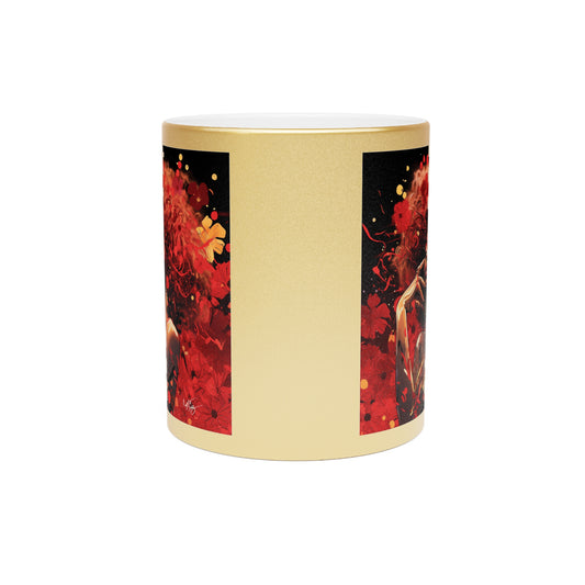 There Will Be Flowers Black Woman Abstract Art Gold Metallic Coffee Mug - Xtreme Shopper