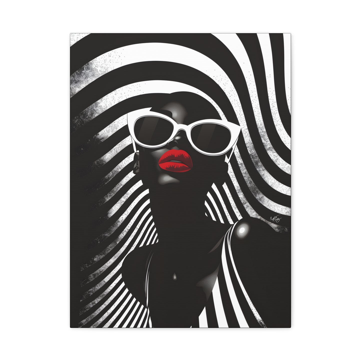 Beauty In Black And White Afrocentric Black Woman Art Canvas Wall Print
