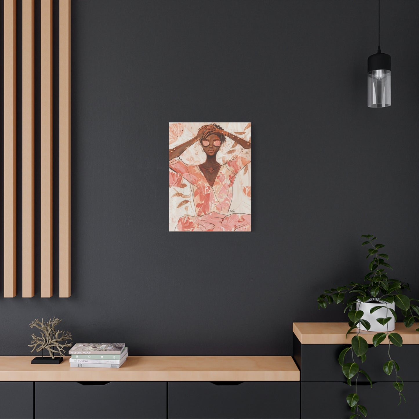 Relax It Will Be Okay Afrocentric Black Woman Abstract Art Canvas Wall Print