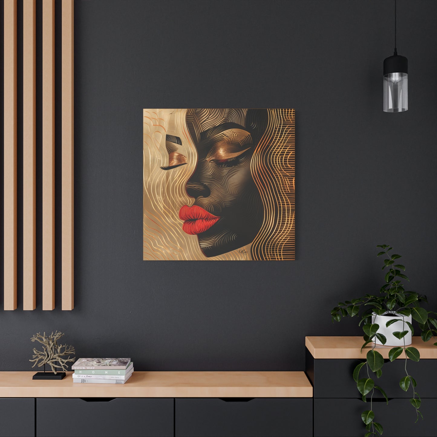 Enswirled Afrocentric Black Woman Abstract Art Canvas Wall Print