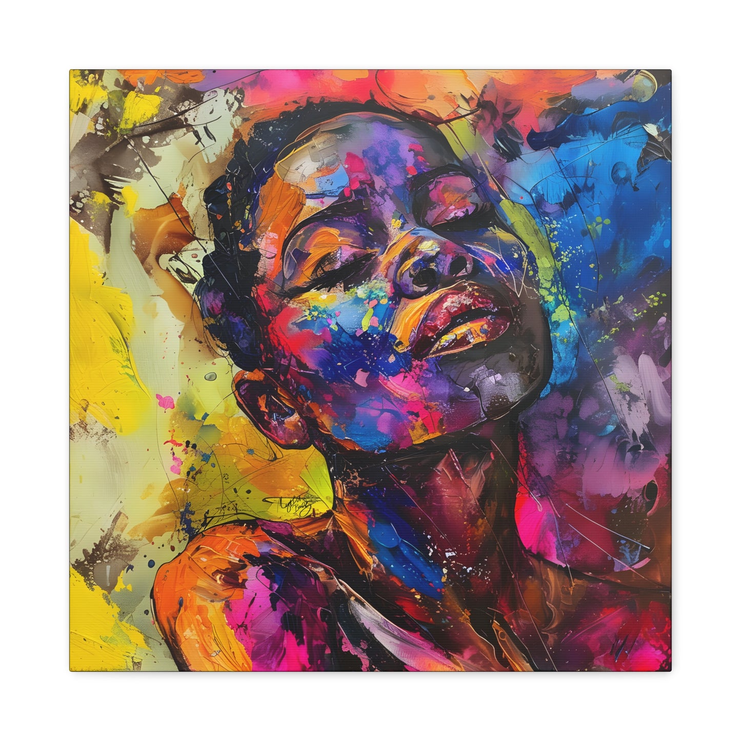 Beautiful and At Peace Afrocentric Black Woman Art Canvas