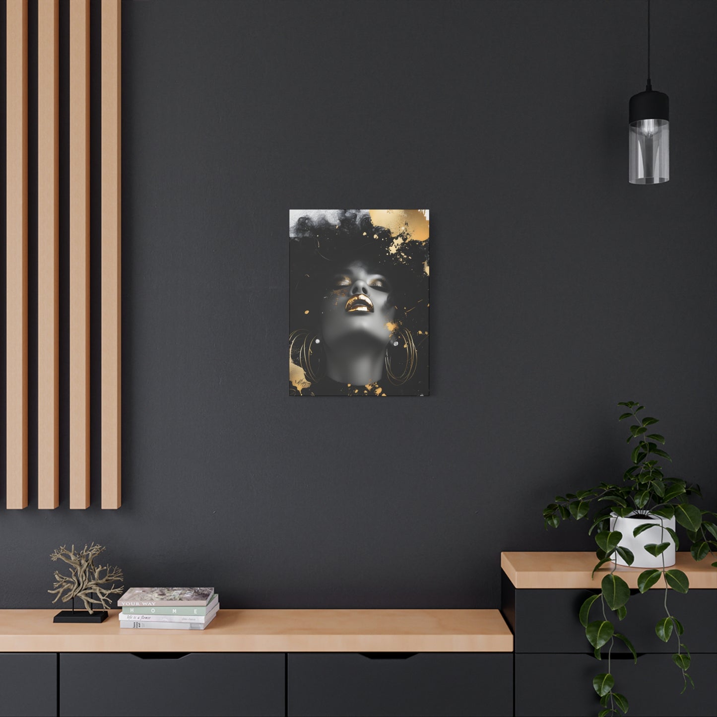 Gold Is My Passion Afrocentric Black Woman Abstract Art Canvas Wall Print