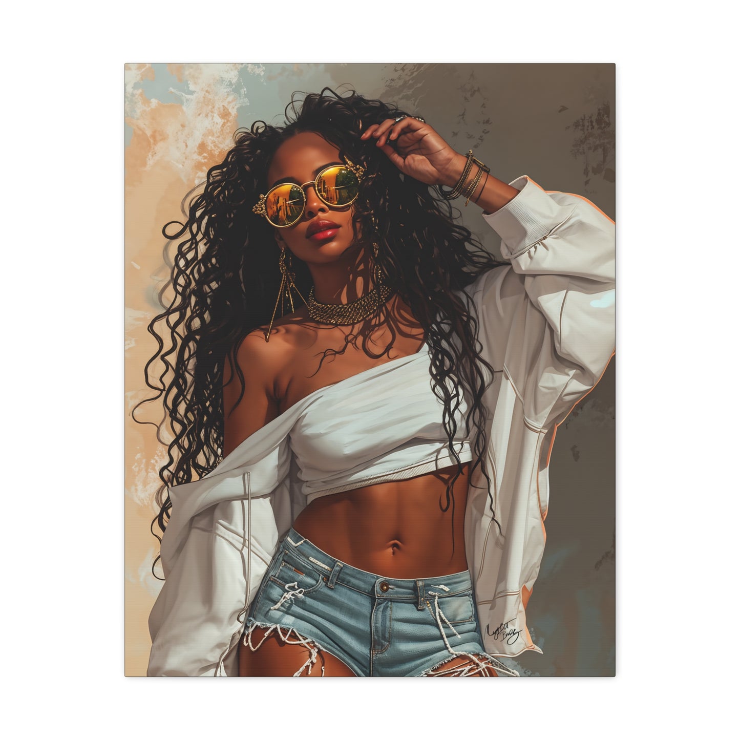 Never Let Them See You Sweat Afrocentric Black Woman Art Canvas Wall Print