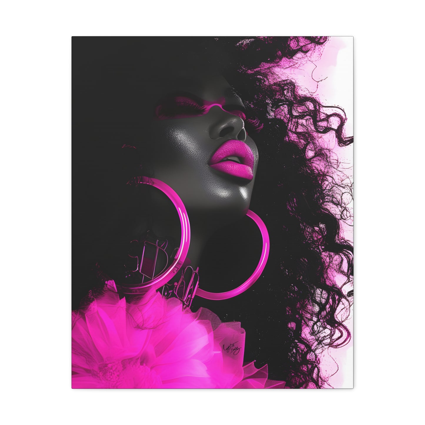 This Pink Is A Mood Afrocentric Black Woman Art Canvas Wall Print