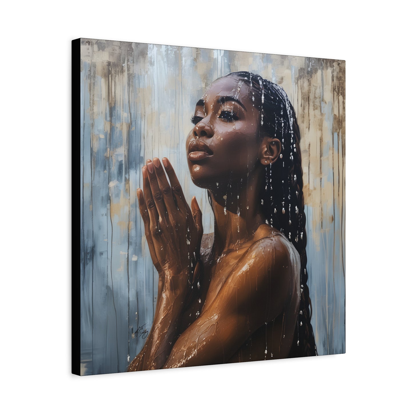 Naturally Peaceful Afrocentric Black Woman Art Canvas Wall Print
