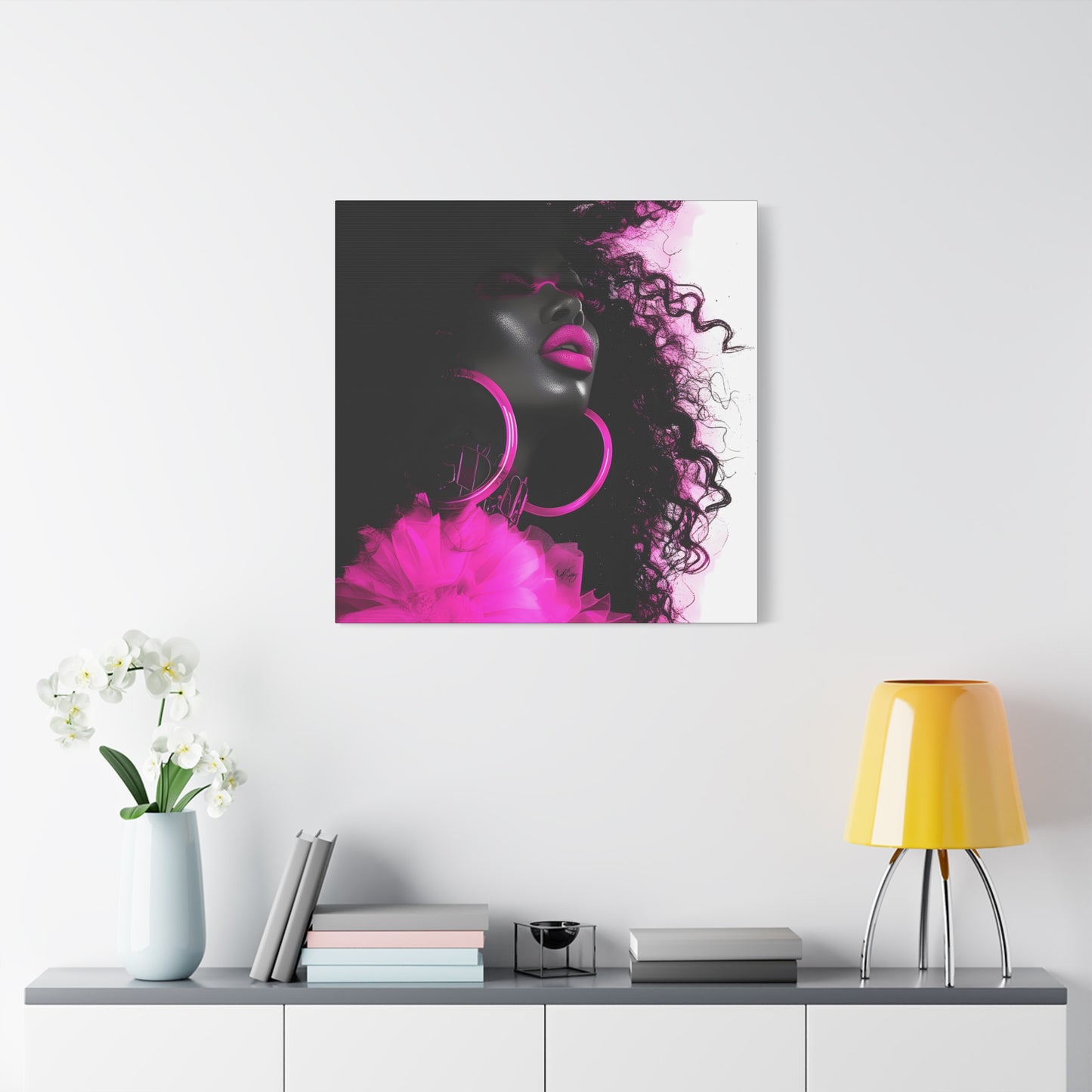 This Pink Is A Mood Afrocentric Black Woman Art Canvas Wall Print