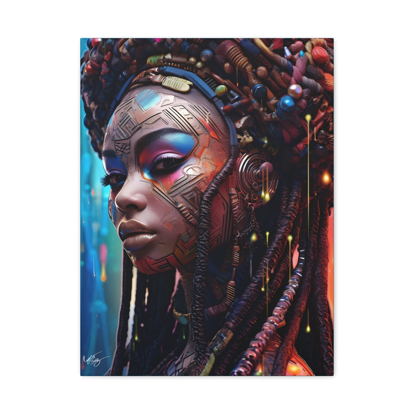 Princess Of The Past and Future Afrocentric Afrofuturism Abstract Black Artwork Canvas Wall Print